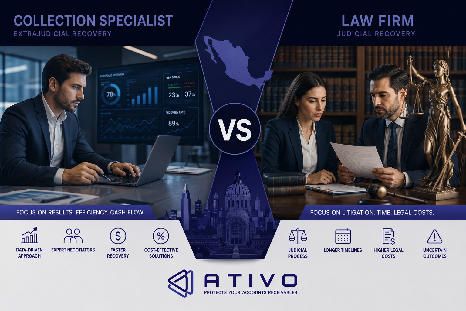 Collection specialist in Mexico vs. law firm: which delivers faster B2B invoice recovery — ATIVO
