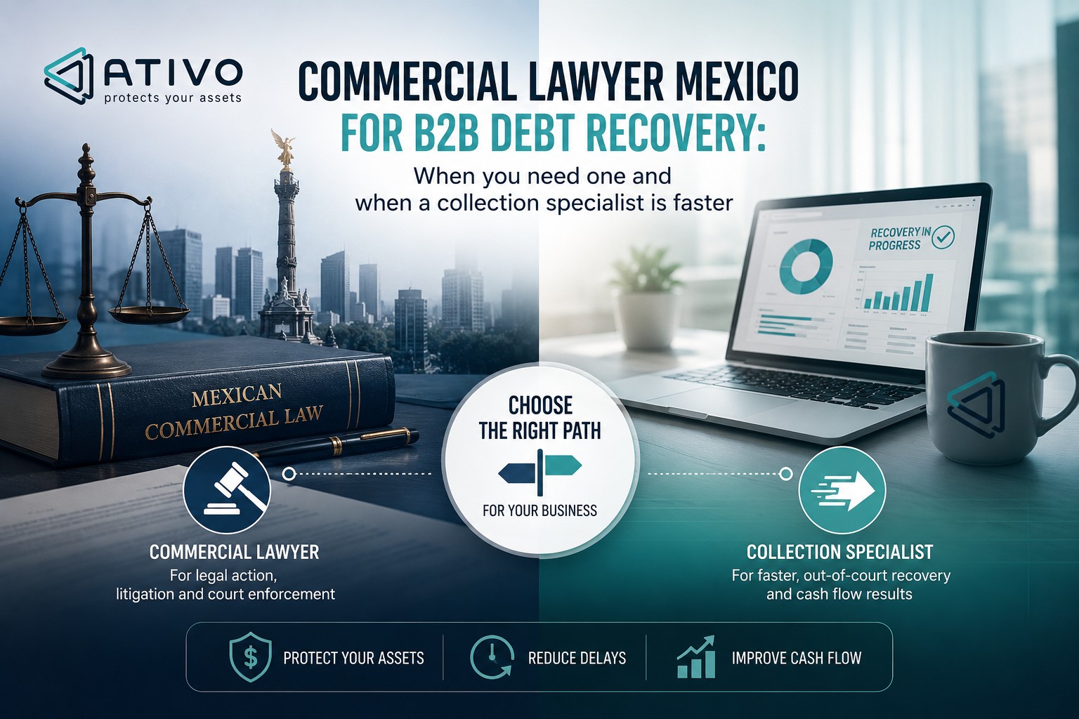Commercial lawyer Mexico for B2B debt recovery: when you need one and when a collection specialist is faster — ATIVO