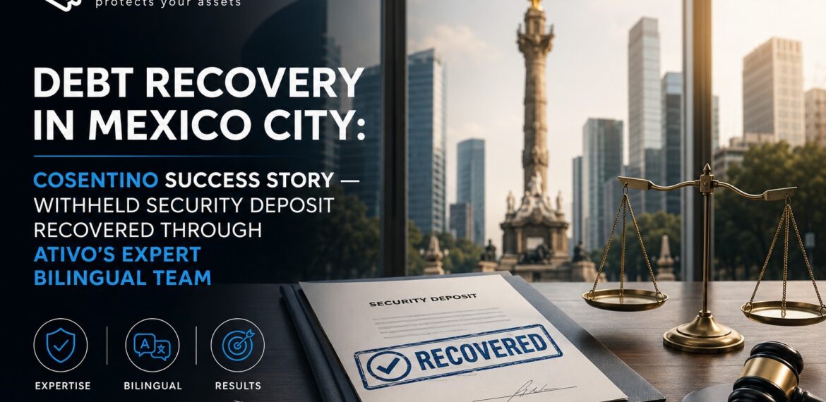 Debt recovery in Mexico City: COSENTINO success story — withheld security deposit recovered through ATIVO's expert bilingual team