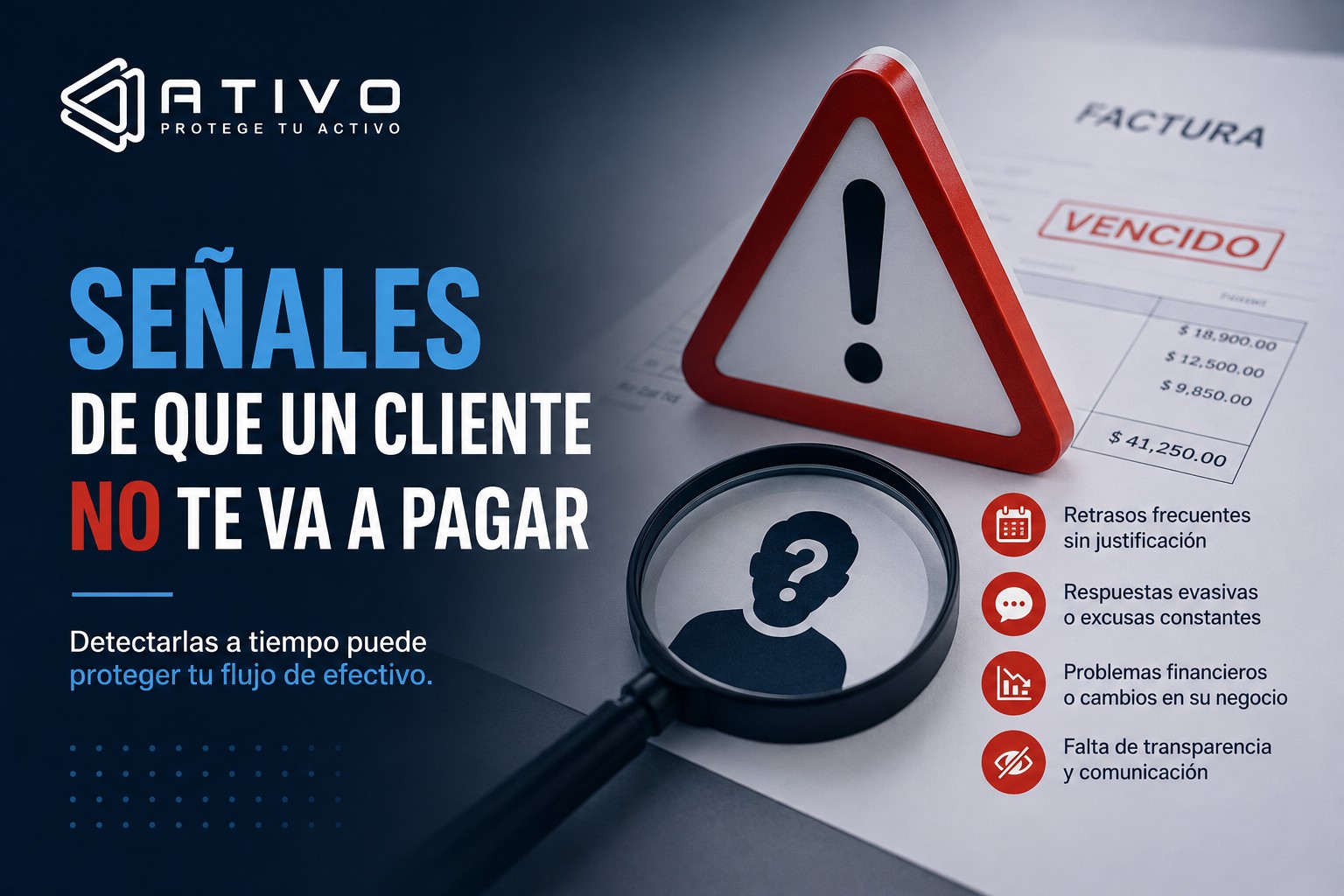 Señales de que un cliente no te va a pagar — cobranza corporativa ATIVO